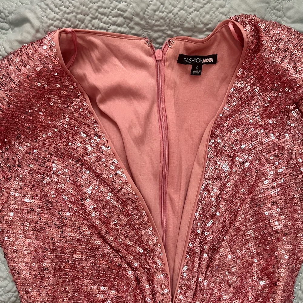 Fashion nova pink sequins dress